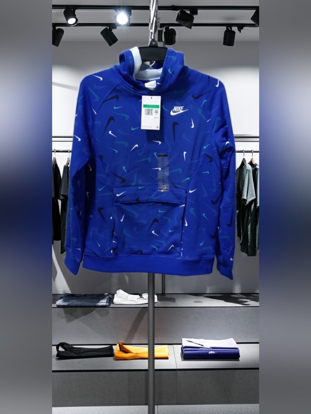 Nike Royal Blue Kids Hoodie with Multi Swoosh Print